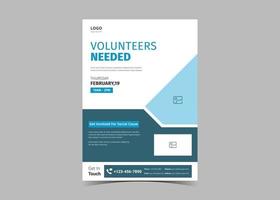 voluntário necessário design de modelo de panfleto vetor