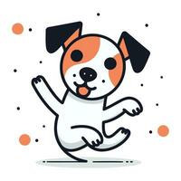 fofa desenho animado cachorro pulando. vetor ilustração dentro fino linha estilo.
