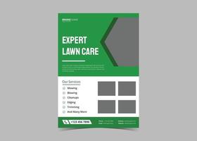 modelo de design de folheto de serviço de gramado e jardinagem vetor