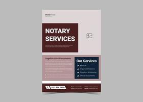 modelo de design de panfleto de serviço notário. serviços de notário advogado