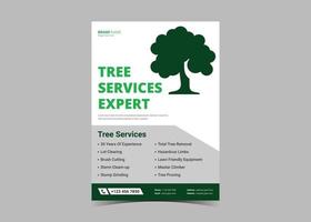 modelo de design de panfleto de serviço de árvore vetor