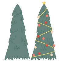 plano verde Natal árvore decorado e não vetor