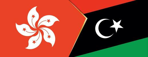 hong kong e Líbia bandeiras, dois vetor bandeiras.
