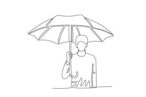 uma homem vestindo uma ampla guarda-chuva vetor