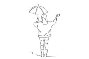 uma mulher vestindo uma pequeno guarda-chuva dentro traseiro Visão vetor