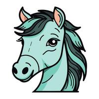 vetor ilustração do uma azul cavalo cabeça isolado em uma branco fundo.