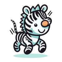 vetor ilustração do uma fofa zebra isolado em uma branco fundo.