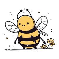 fofa desenho animado abelha. vetor ilustração dentro rabisco estilo.