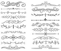 página divisor e Projeto elementos. conjunto do vários simples Preto divisor projeto, sortido divisor coleção modelo vetor. coleção do floral divisores elementos mega decoração para caligrafia. vetor