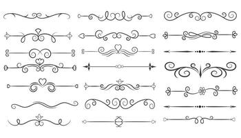 página divisor e Projeto elementos. conjunto do vários simples Preto divisor projeto, sortido divisor coleção modelo vetor. coleção do floral divisores elementos mega decoração para caligrafia. vetor