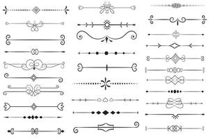 página divisor e Projeto elementos. conjunto do vários simples Preto divisor projeto, sortido divisor coleção modelo vetor. coleção do floral divisores elementos mega decoração para caligrafia. vetor