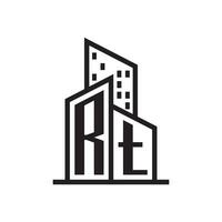 rt real Estado logotipo com construção estilo , real Estado logotipo estoque vetor