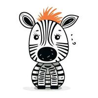 zebra com a laranja cabelo em uma branco fundo. vetor ilustração.
