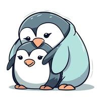 fofa pinguim com uma bebê. desenho animado vetor ilustração isolado em branco fundo