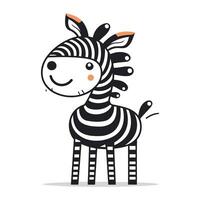 zebra desenho animado personagem. vetor ilustração. fofa desenho animado animal.