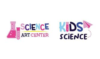 crianças criativo e Ciência classe modelo promocional logotipo vetor