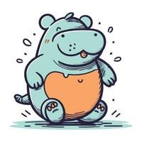 fofa hipopótamo sentado com uma cenoura. vetor ilustração.