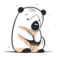 fofa mão desenhado vetor ilustração do uma polar Urso sentado em a terra