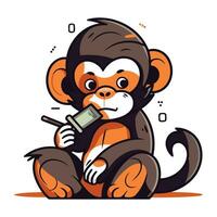 macaco sentado e fumar cigarro. vetor ilustração do engraçado animal personagem.