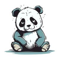 fofa panda Urso sentado e olhando às Câmera. vetor ilustração.