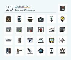 o negócio tecnologia 25 linha preenchidas ícone pacote Incluindo criativo. tecnologia. cesta. fotografia. Câmera vetor