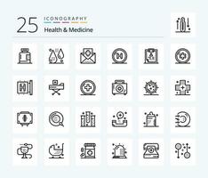 saúde remédio 25 linha ícone pacote Incluindo saúde. Cuidado. fitness. remédio. saúde vetor