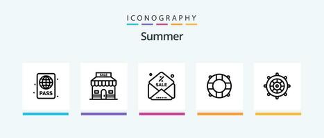 verão linha 5 ícone pacote Incluindo placa. direção. óculos. de praia. localização. criativo ícones Projeto vetor