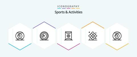 Esportes e Atividades 25 linha ícone pacote Incluindo jogo. atletismo. skittles. estádio. esporte vetor