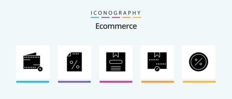 comércio eletrônico glifo 5 ícone pacote Incluindo comércio. pacote. caixa. Entrega. aprovar. criativo ícones Projeto vetor
