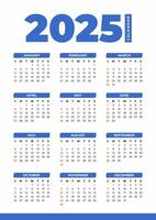 2025 básico calendário dentro branco fundo vetor
