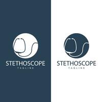 estetoscópio logotipo, saúde médico Projeto simples linha vetor símbolo ilustração