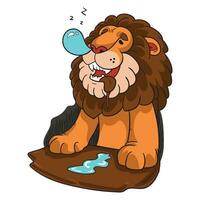 desenho animado leão sonhando e salivando a partir de boca vetor ilustração