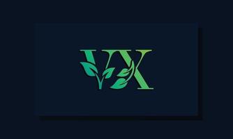 logotipo vx inicial em estilo folha mínimo vetor