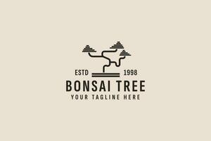 vintage estilo bonsai logotipo vetor ícone ilustração