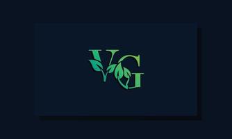 logotipo vg inicial em estilo folha mínimo vetor