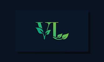 logotipo vl inicial de estilo folha mínimo vetor