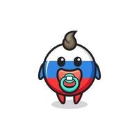 personagem de desenho animado bebê emblema bandeira da Rússia com chupeta vetor