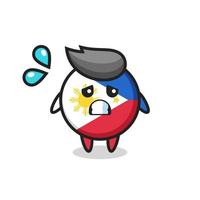 personagem mascote do emblema da bandeira das Filipinas com gesto de medo vetor