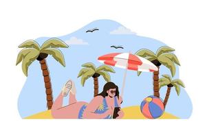 conceito de férias na praia para website e site móvel vetor