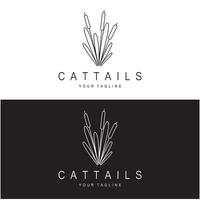 cattails ou rio cana Relva plantar logotipo projeto, aquático plantas, pântano, selvagem Relva vetor