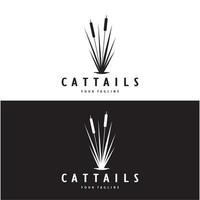 cattails ou rio cana Relva plantar logotipo projeto, aquático plantas, pântano, selvagem Relva vetor