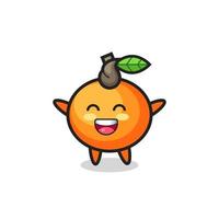 personagem de desenho animado de laranja mandarim bebê feliz vetor