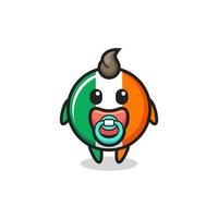 personagem de desenho animado do bebê com chupeta para o emblema da bandeira da Irlanda vetor