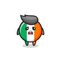 Expressão decepcionada do desenho animado do distintivo da bandeira da Irlanda vetor
