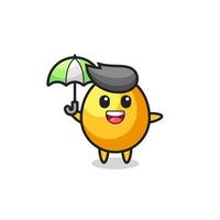 ilustração de ovo dourado fofo segurando um guarda-chuva vetor