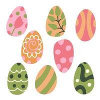 ovos de páscoa coloridos decorados com padrões vetor