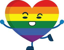 arco Iris coração mascote personagem, vetor ilustração, orgulho lgbt, lgbtq coração com arco Iris cores estoque vetor imagem