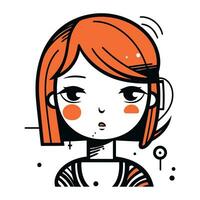 vetor ilustração do uma fofa menina com vermelho cabelo. desenho animado estilo.