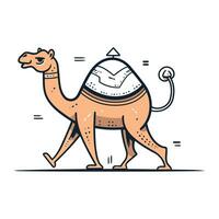 vetor ilustração do camelo. fofa desenho animado personagem dentro plano estilo.