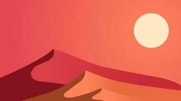 deserto panorama vetor ilustração. vermelho areia deserto panorama com calor Sol e duna. subtropical deserto panorama para fundo, papel de parede ou aterrissagem página